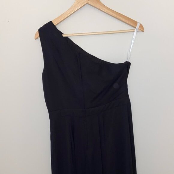 Long One-Shoulder Crinkle Chiffon Dress - Picture 2 of 4